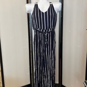 Shoreline.  Jumpsuit. Blue/White Stripe.  Size L.